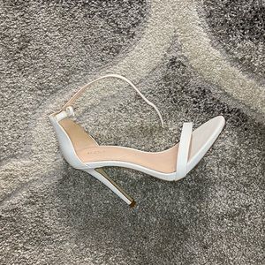 Aldo Open Toe Ankle Strap Heels White Sandal Shoes